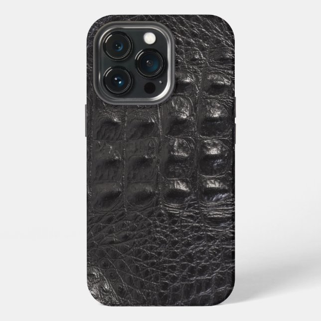 Moderner schwarzer Krokodil iPhone 13 Pro Hülle (Hinten)