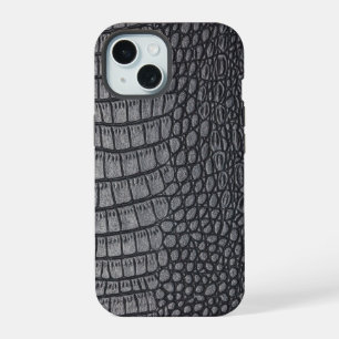 Moderner schwarzer Krokodil iPhone 15 Hülle
