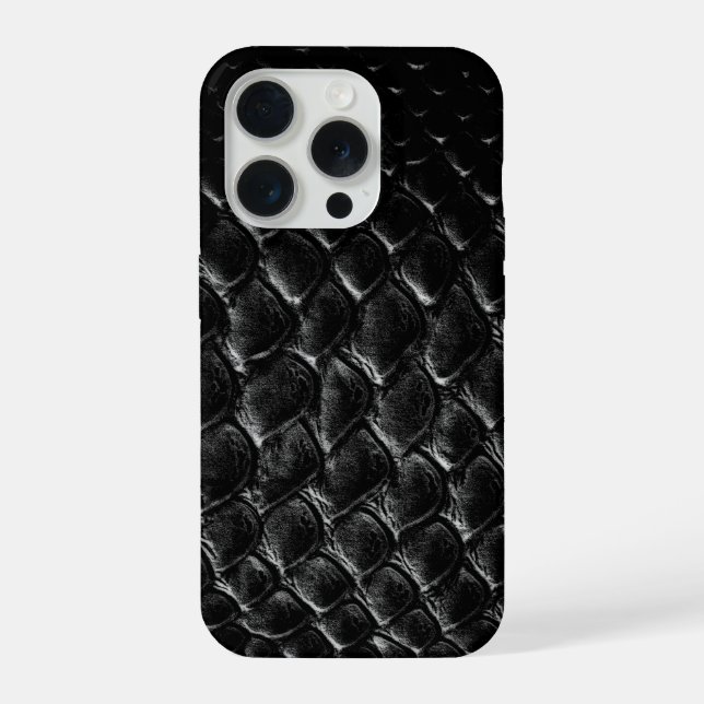 Moderner schwarzer Krokodil iPhone 15 Pro Hülle (Rückseite)