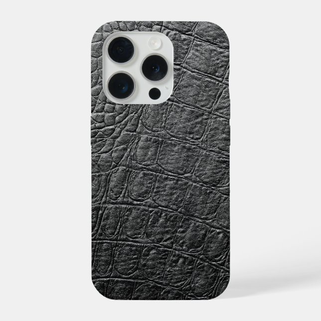 Moderner schwarzer Krokodil iPhone 15 Pro Hülle (Rückseite)