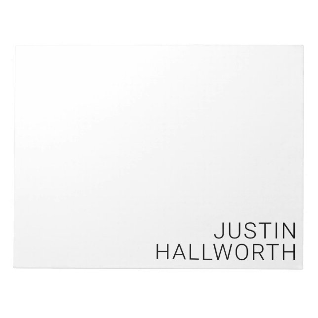 Moderner schwarzer Name in Weiß Notizblock (Vorderseite)