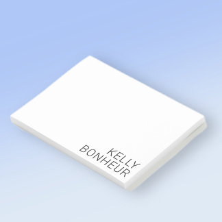 Moderner schwarzer Name in Weiß Post-it Klebezettel