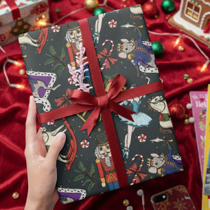 Moderner schwarzer Nussknacker-Mäusekönig-Ballerin Geschenkpapier
