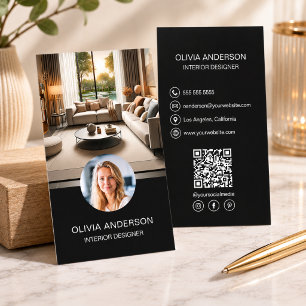 Moderner schwarzer professioneller QR-Code Visitenkarte