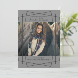 Moderner Schwarzer Rahmen Foto Abschluss Einladung