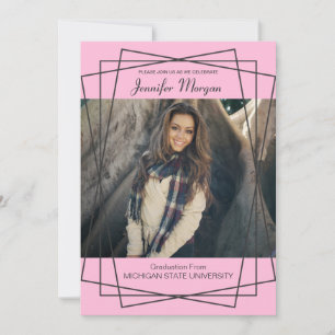 Moderner Schwarzer Rahmen Foto Abschluss Einladung