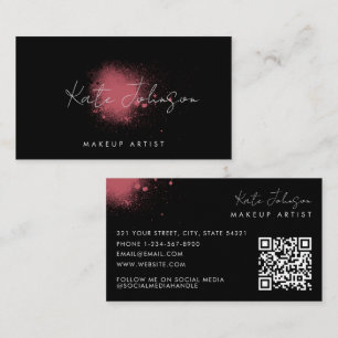 Moderner Schwarzer Rosa Farbe Künstler QR-Code Visitenkarte