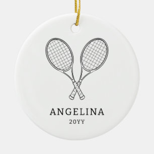 Moderner schwarzer Schläger personalisierter Name  Keramik Ornament