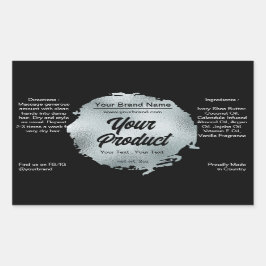 Moderner Schwarzer Silberfilm Glamour Luxus Custom Rechteckiger Aufkleber