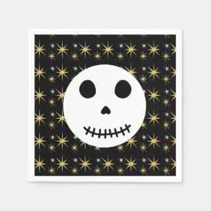 Moderner Schwarzer Spooky Halloween Skull Serviette
