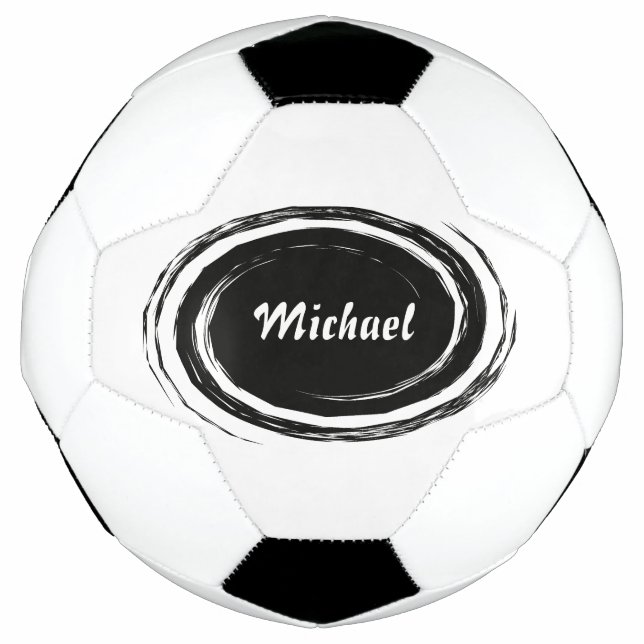 Moderner Schwarzer Swirt Oval Personalisiert Fußball (Vorderseite)