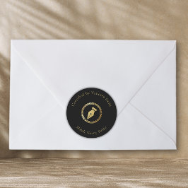 Moderner schwarzer und goldener Notarpfen, zertifi Runder Aufkleber