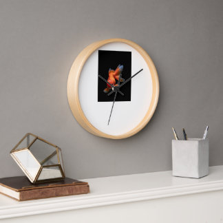 Moderner schwarzer und Goldfisch-Designer-Holzwand Uhr