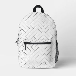 Moderner schwarzer und grauer geometrischer Linien Bedruckter Rucksack