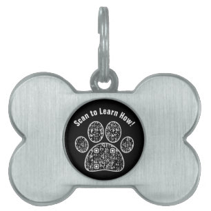 Moderner schwarzer und weißer QR Code ID Pet Tag B Tiermarke