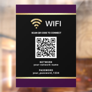 Moderner schwarzer violetter QR-Code Wifi-Netzwerk Fensteraufkleber