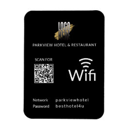 Moderner schwarzer Wifi QR-Code und Firmenlogo Magnet