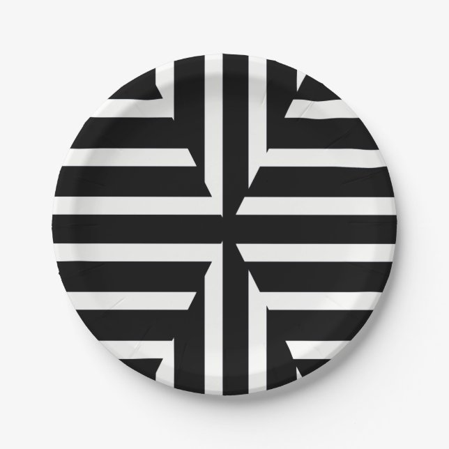 Moderner Schwarzweiss-Körper stripes Pappteller (Vorderseite)