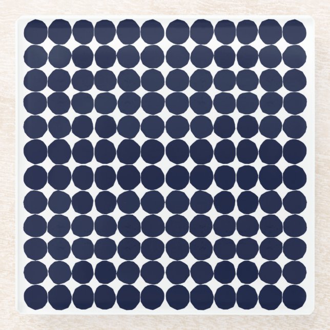 Moderner Schwarzweißpolka-Dot-Untersetzer Glasuntersetzer (Vorderseite)