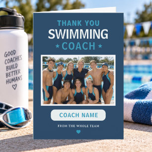 Moderner Schwimmteam-Foto-Coach Dankeskarte