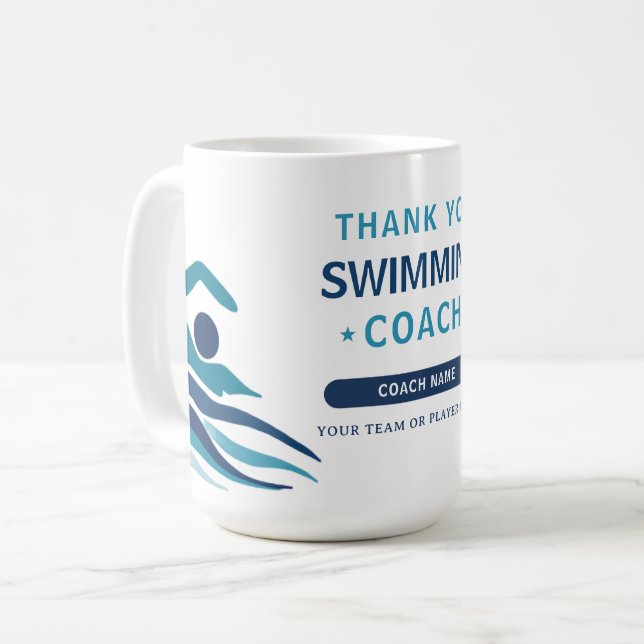 Moderner Schwimmteam-Trainer Kaffeetasse (Vorderseite Links)