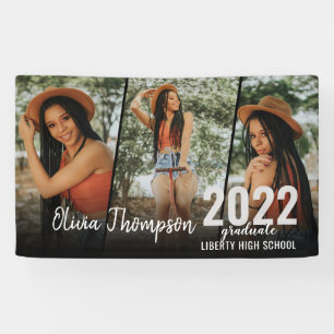 Moderner Script Foto Collage Black Abschluss Banner