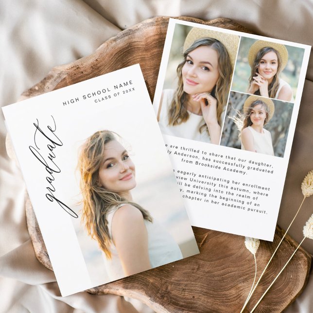 Moderner Script Graduate Foto Abschluss Einladung (Von Creator hochgeladen)