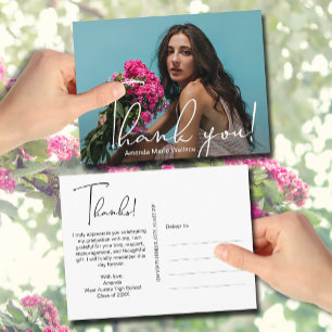 Moderner Script Graduate Foto Abschluss Vielen Dan Postkarte