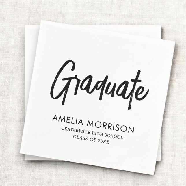 Moderner Script Graduate Minimalistischer Abschlus Serviette (Von Creator hochgeladen)