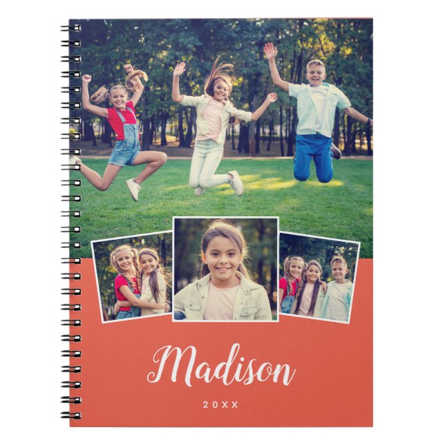 Moderner Script-Individuelle Name Cool 4 Foto Coll Notizblock (Vorderseite)