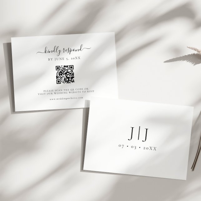 Moderner Script-Minimal-QR-Code RSVP Karte (Von Creator hochgeladen)