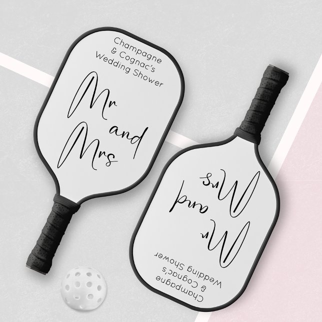 Moderner Script Polterabend Mr. and Mrs. Pickleball Schläger (Von Creator hochgeladen)