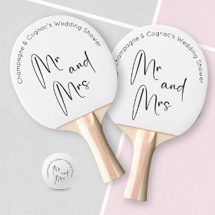 Moderner Script Polterabend Mr. and Mrs. Tischtennis Schläger