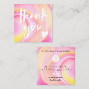 Moderner Script Schriftart Regenbogen Marmor hell  Quadratische Visitenkarte