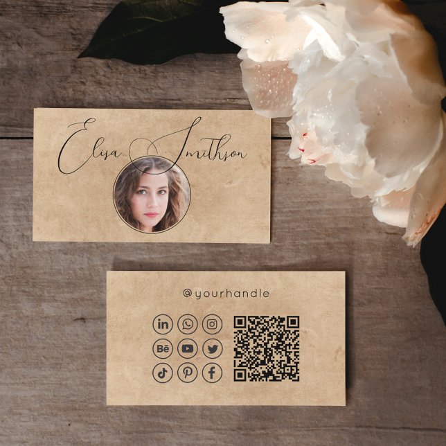 Moderner Script Social Media QR Code hinzufügen Ih Visitenkarte (Von Creator hochgeladen)
