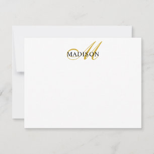 Moderner Serienname für Schwarzes Gold-Script Mono Mitteilungskarte
