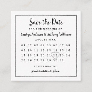 Moderner Silberstreifen-Kalender Save the Date Begleitkarte