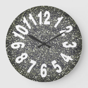Moderner Silver Glitzer Große Anzahl Wanduhr