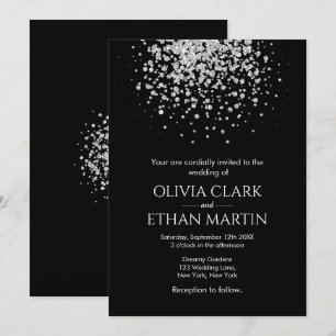 Moderner Silver Glitzer Night Sky Einladung