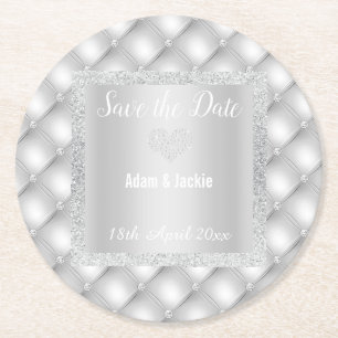 MODERNER SILVER GRAY DIAMOND-SAVE THE DATE UNTERSE RUNDER PAPPUNTERSETZER