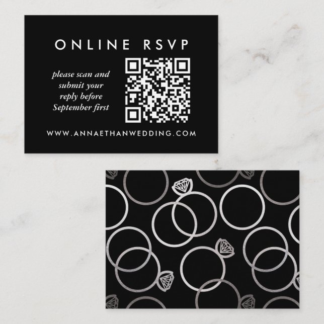 Moderner Silver Wedding Online QR Code UAWG Begleitkarte (Vorne/Hinten)