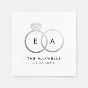 Moderner Silver Wedding Rings Cocktail Napkin Serviette