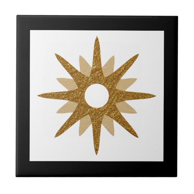 Moderner Single Gold Sternexplosion Black Frame Ke Fliese (Vorderseite)
