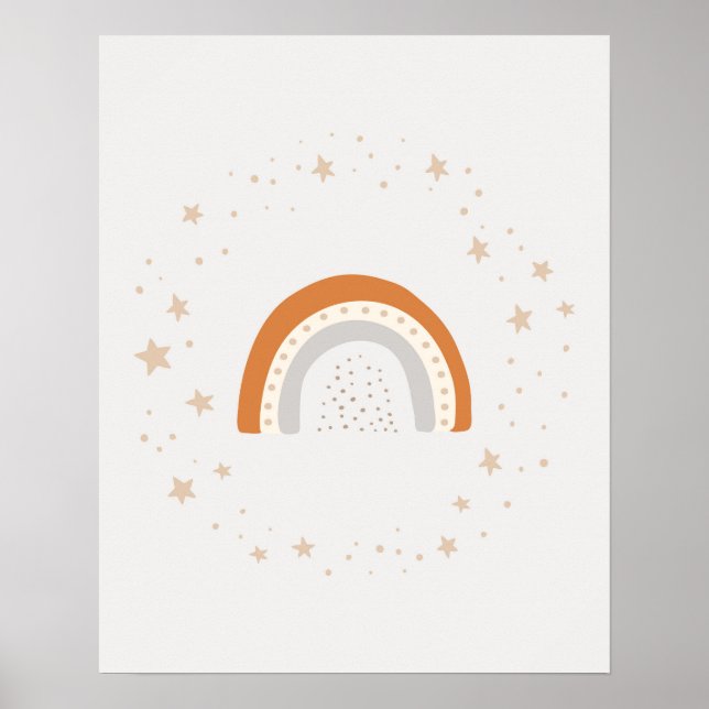 Moderner Skandal niedlicher Regenbogen mit Sternen Poster (Vorne)