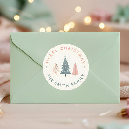 Moderner skandinavischer Weihnachtsbaum Runder Aufkleber