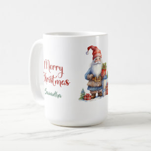 Moderner skandinavischer Weihnachtsgnom mit Gesche Kaffeetasse