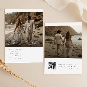 Moderner Skript-QR-Code-Foto-Hochzeit Termin merke Einladung