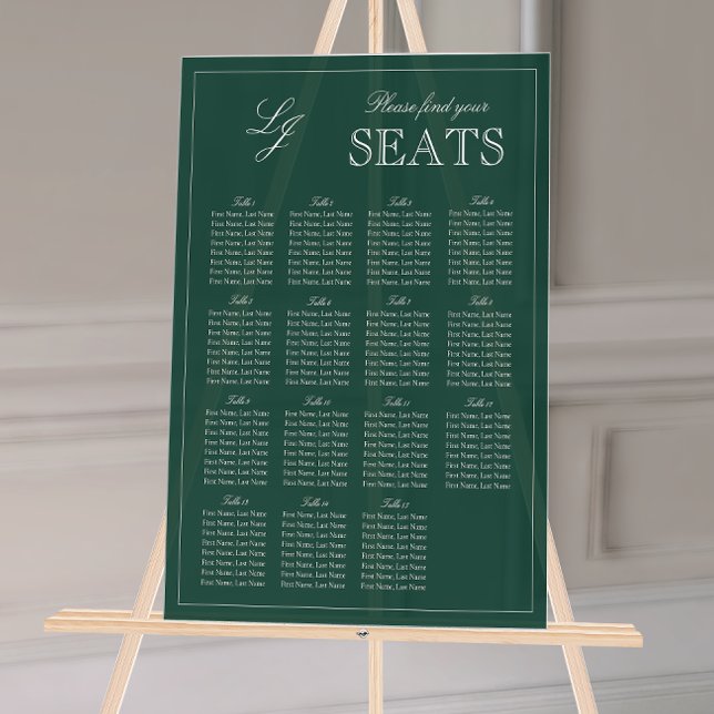 Moderner Smaragdgrüner Mongram-Schreibtisch für Ho Acrylschild (Wedding Seating Chart!
)
