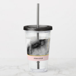 Moderner Smoky-Graumarmor mit Goldband Acryltrinkbecher