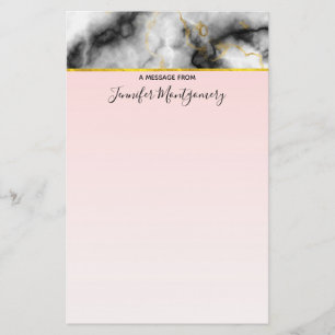 Moderner Smoky-Graumarmor mit Goldband Briefpapier